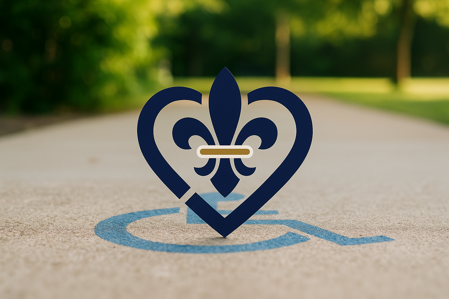 Heart Fleur logo on accessible sidewalk
